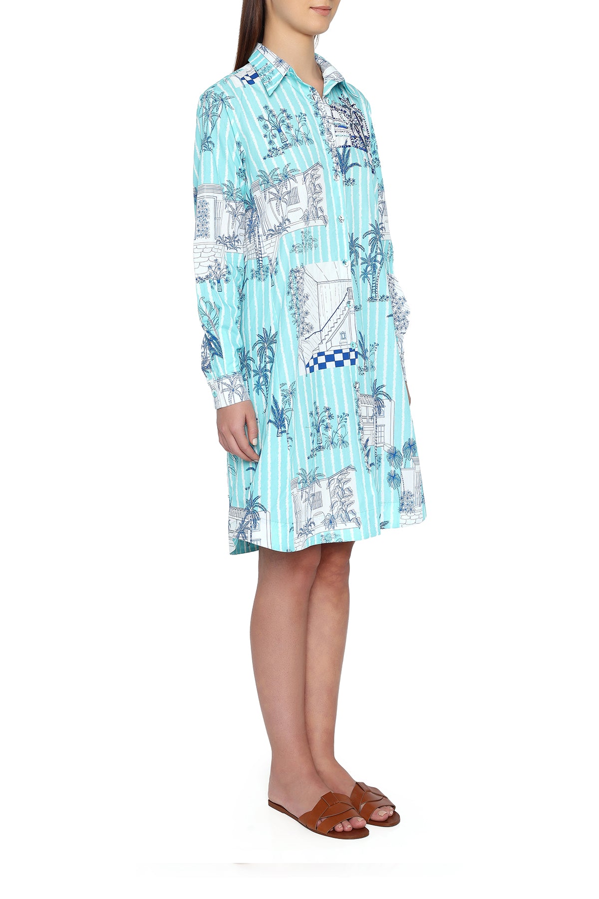 blue shirt dress