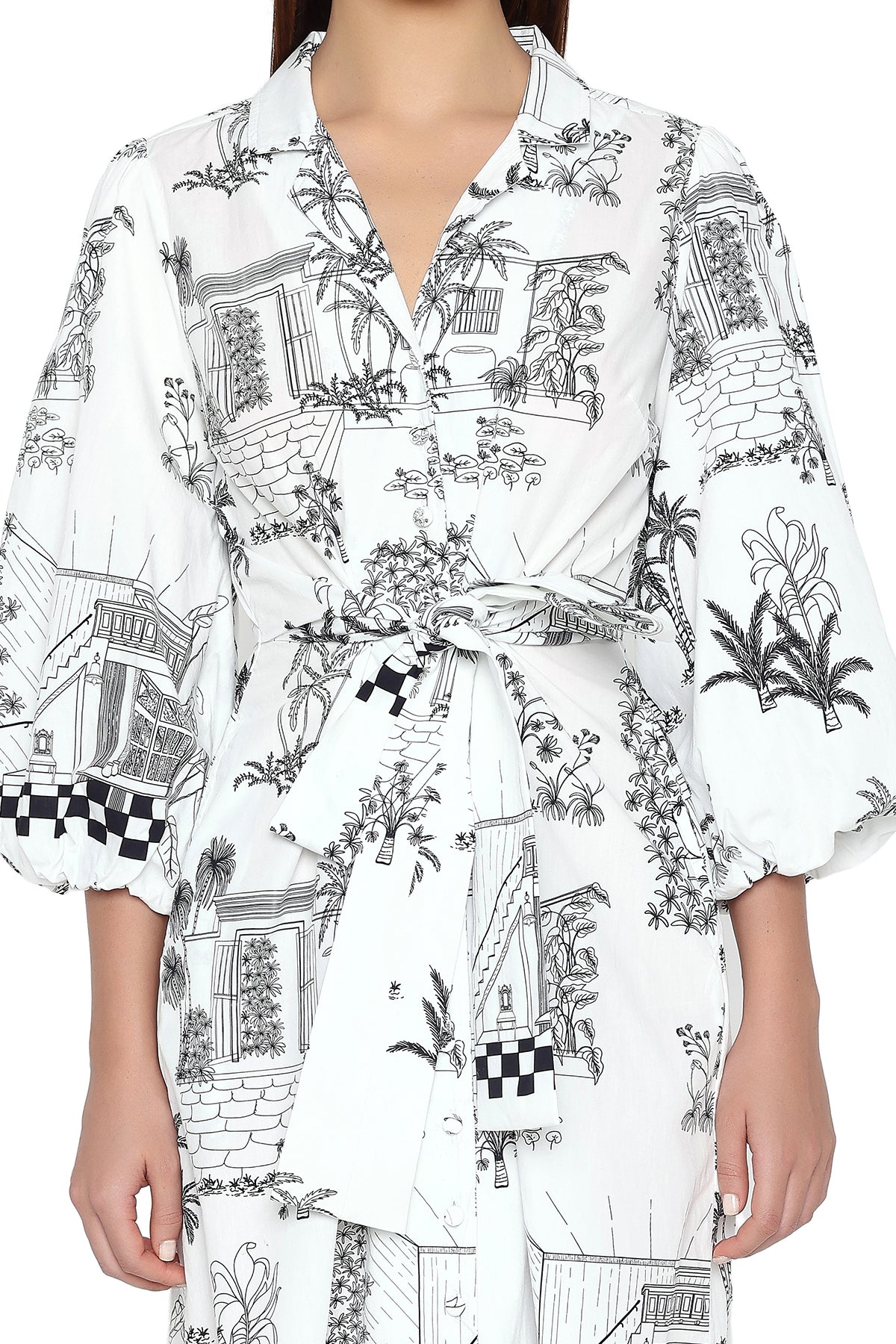 black and white printed dress