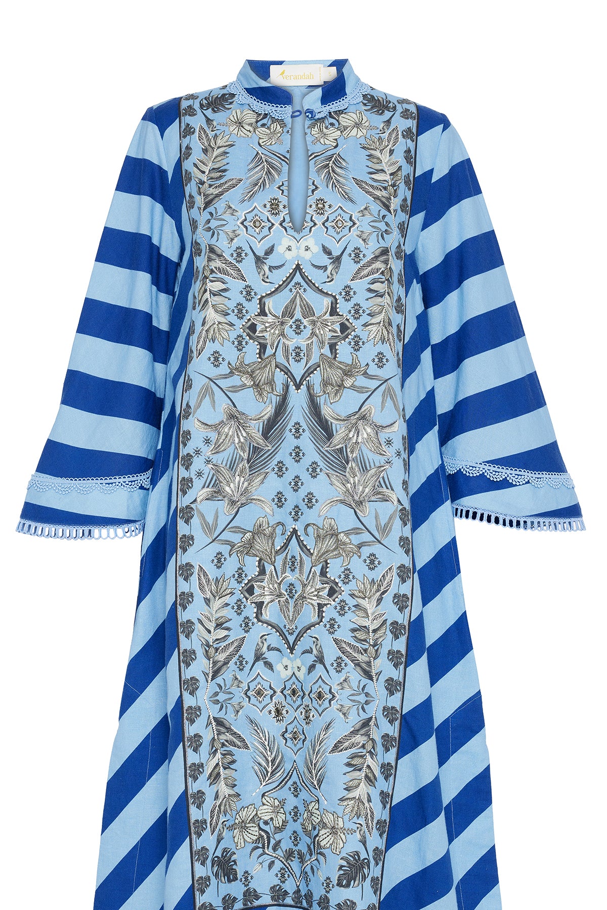 blue printed kaftan dress