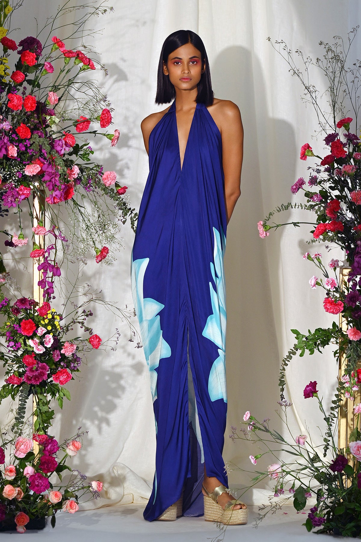 Plunge Neck Evening Gown