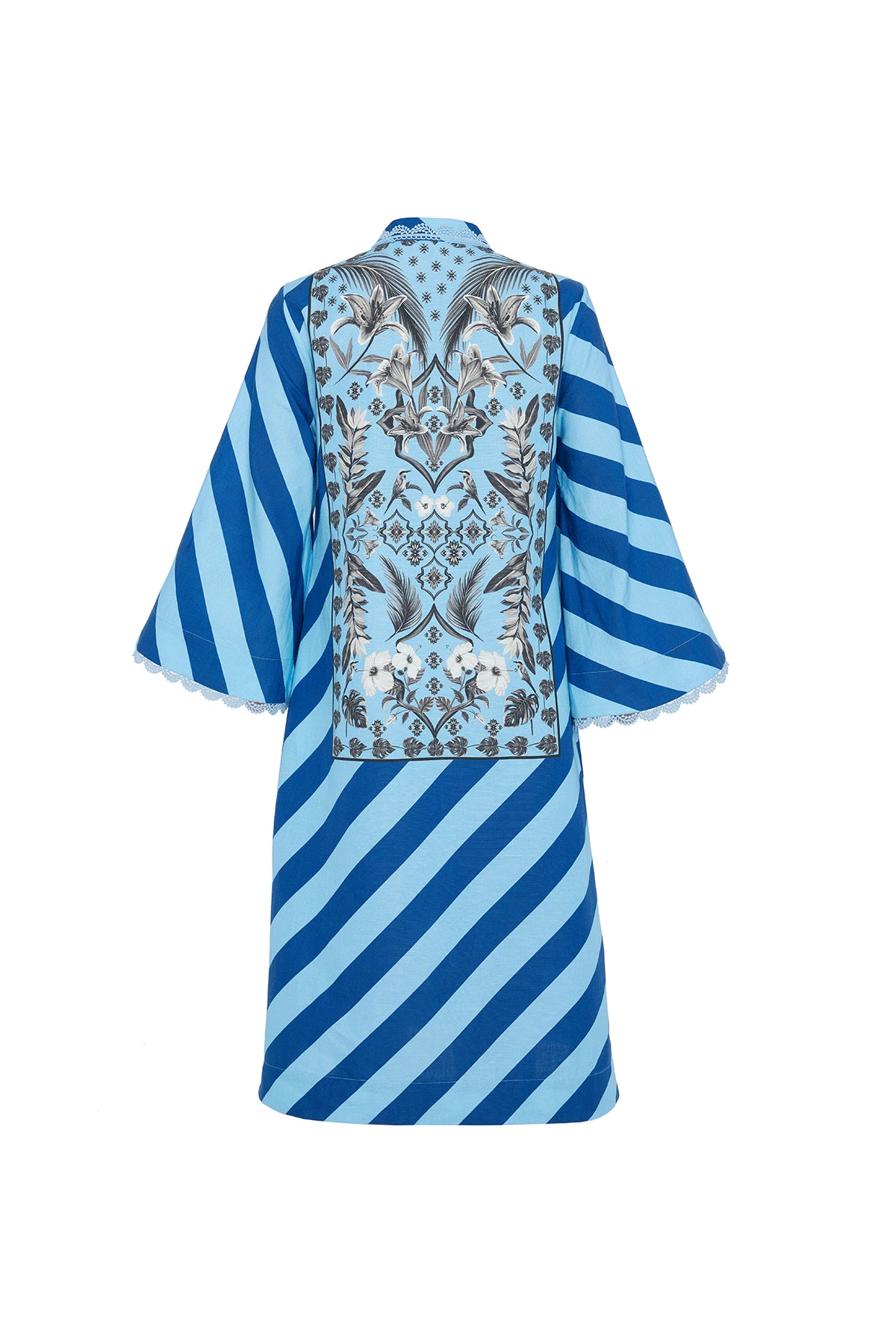 Navy Blue Azulejos Midi Kaftan Dress