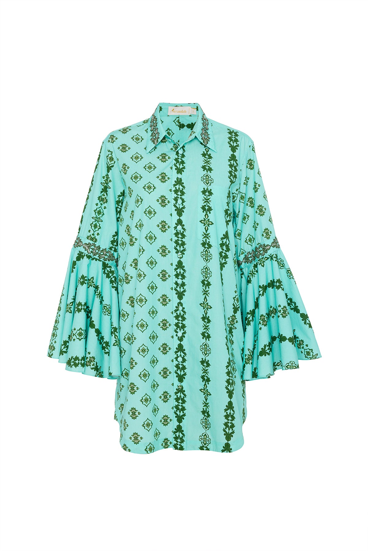 Hand Embroidered Mini Shirt Dress