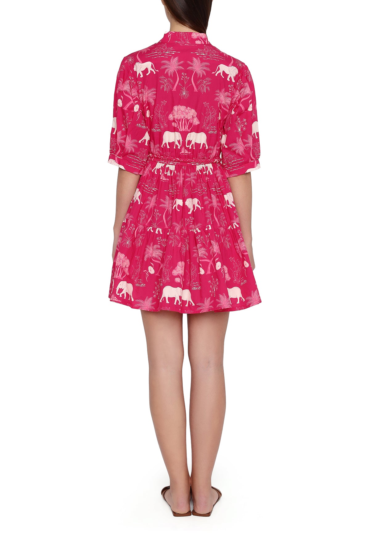 red printed dress