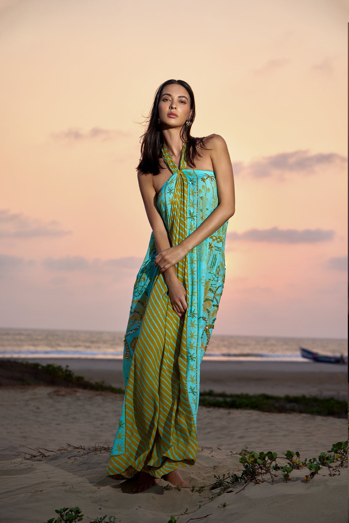 long balloon dress for women Chiffon Cuffed Balloon Sleeve Scuba Maxi Dress - Black