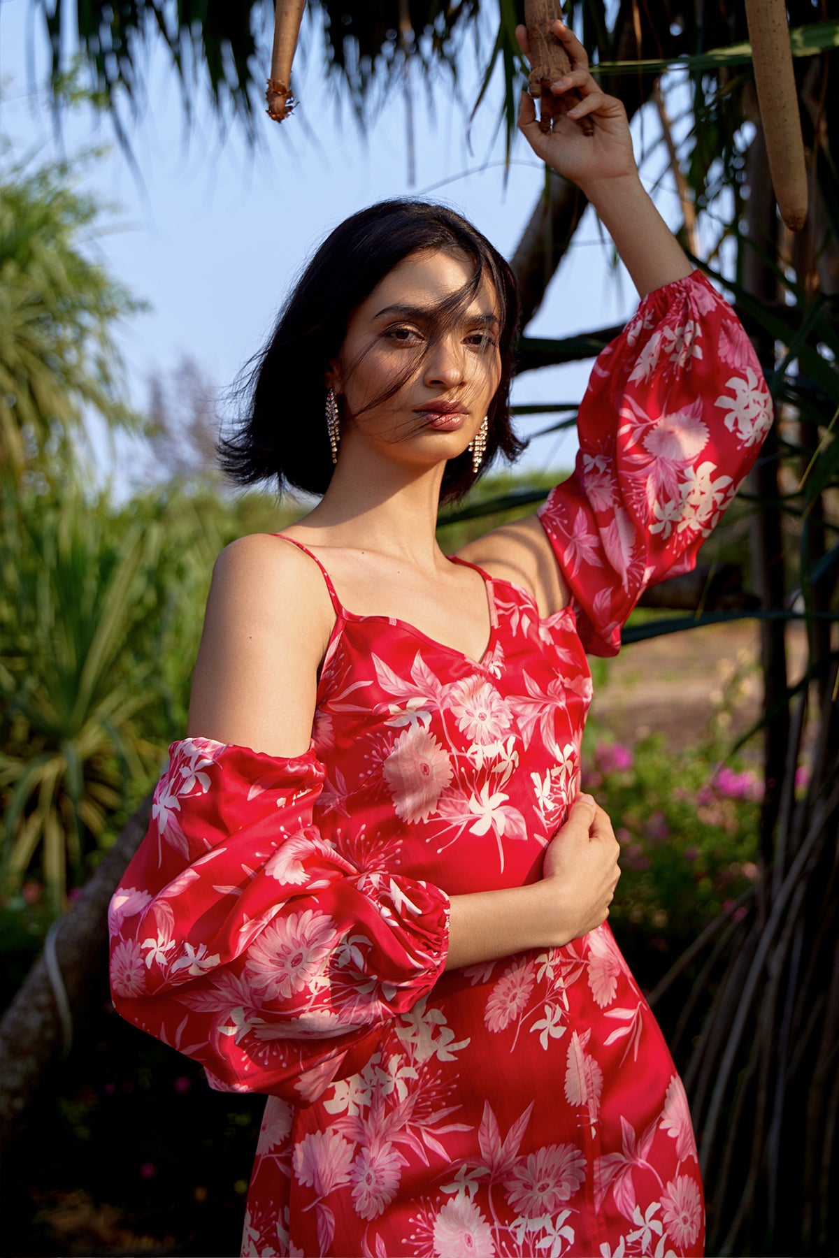 raspberry floral dress
