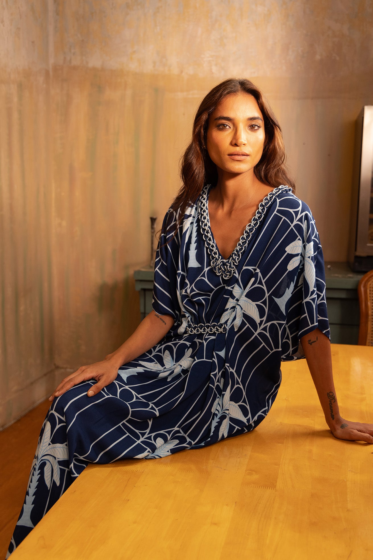 Hand Draped Kaftan Dress