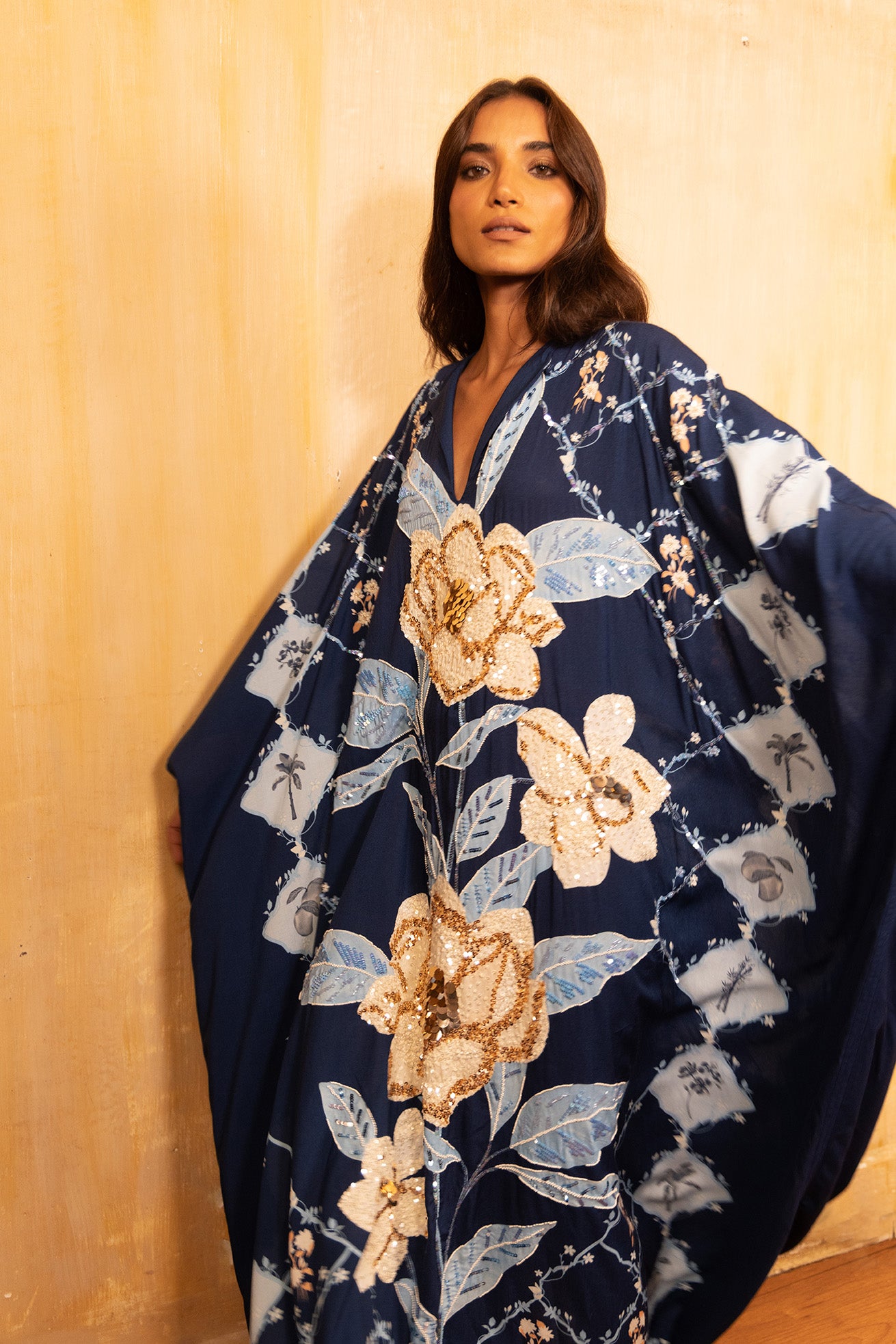 Hand Beaded Susheela Kaftan Dress