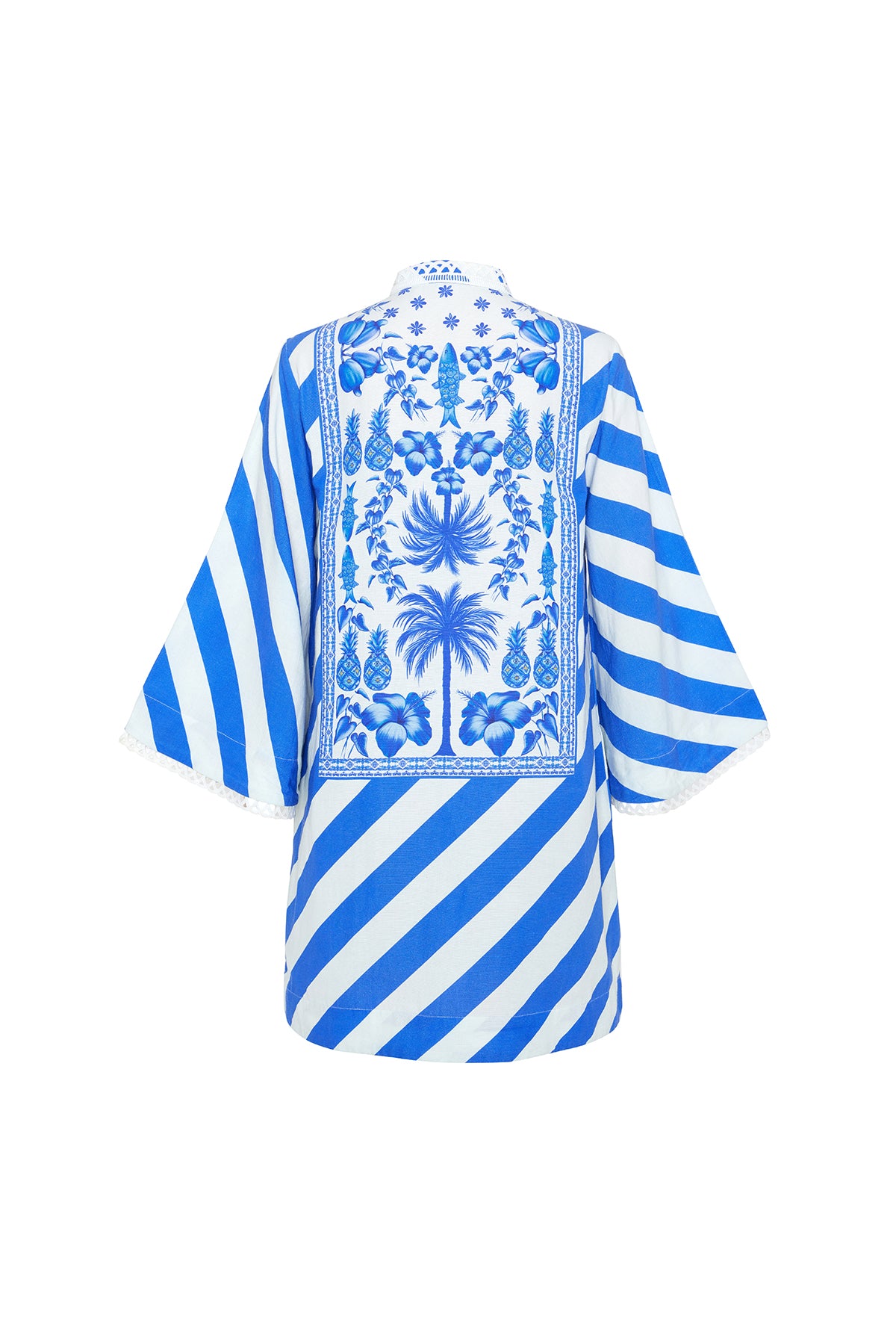 Blue Azulejos Mini Kaftan Dress