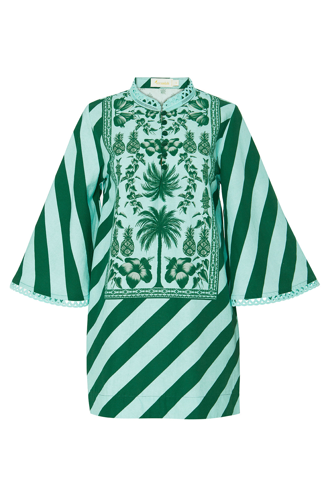 Aqua Azulejos Mini Kaftan Dress