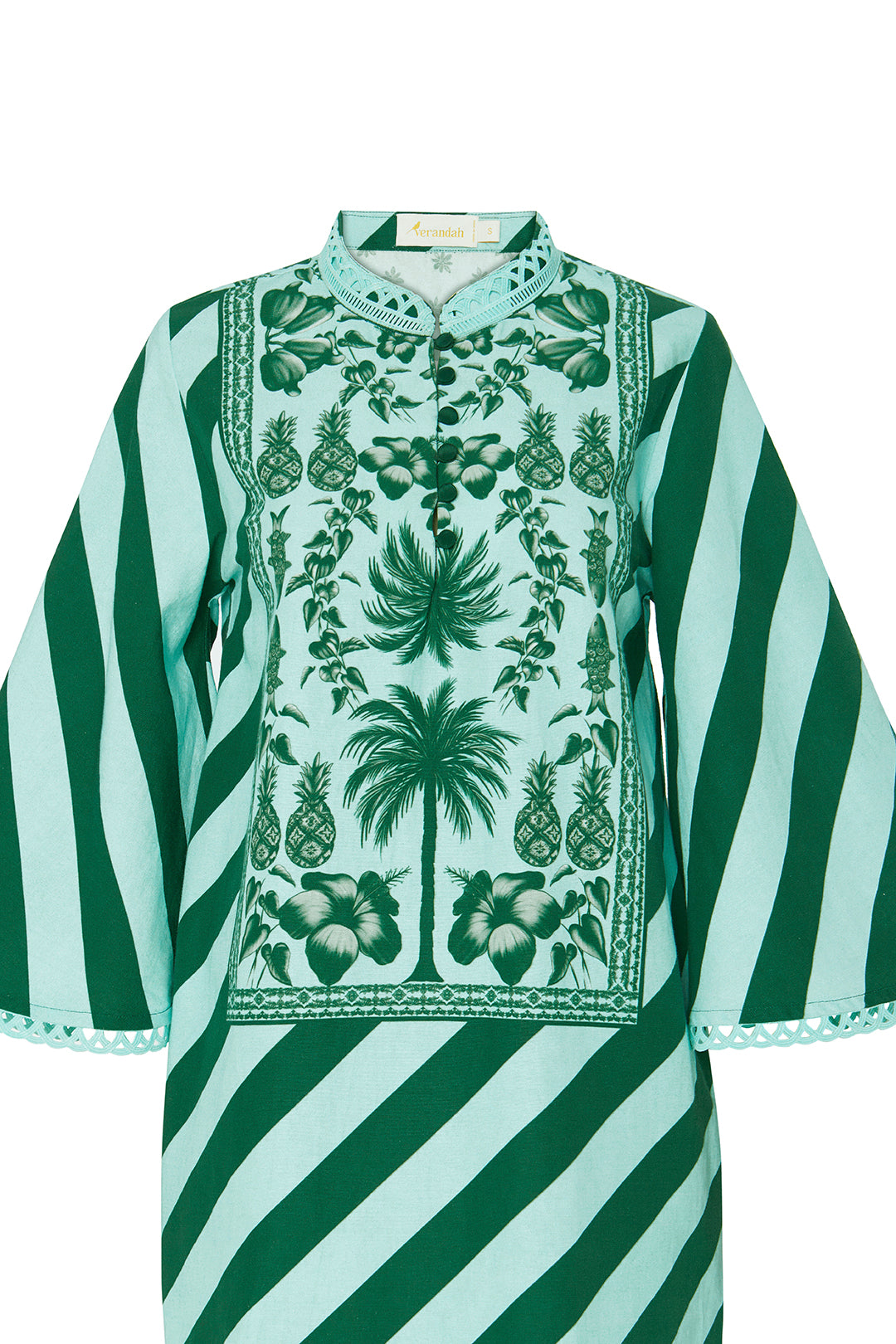 Aqua Azulejos Mini Kaftan Dress