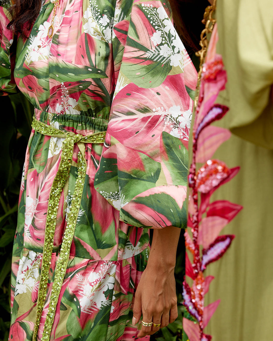 Tropical Tiered Midi Dress