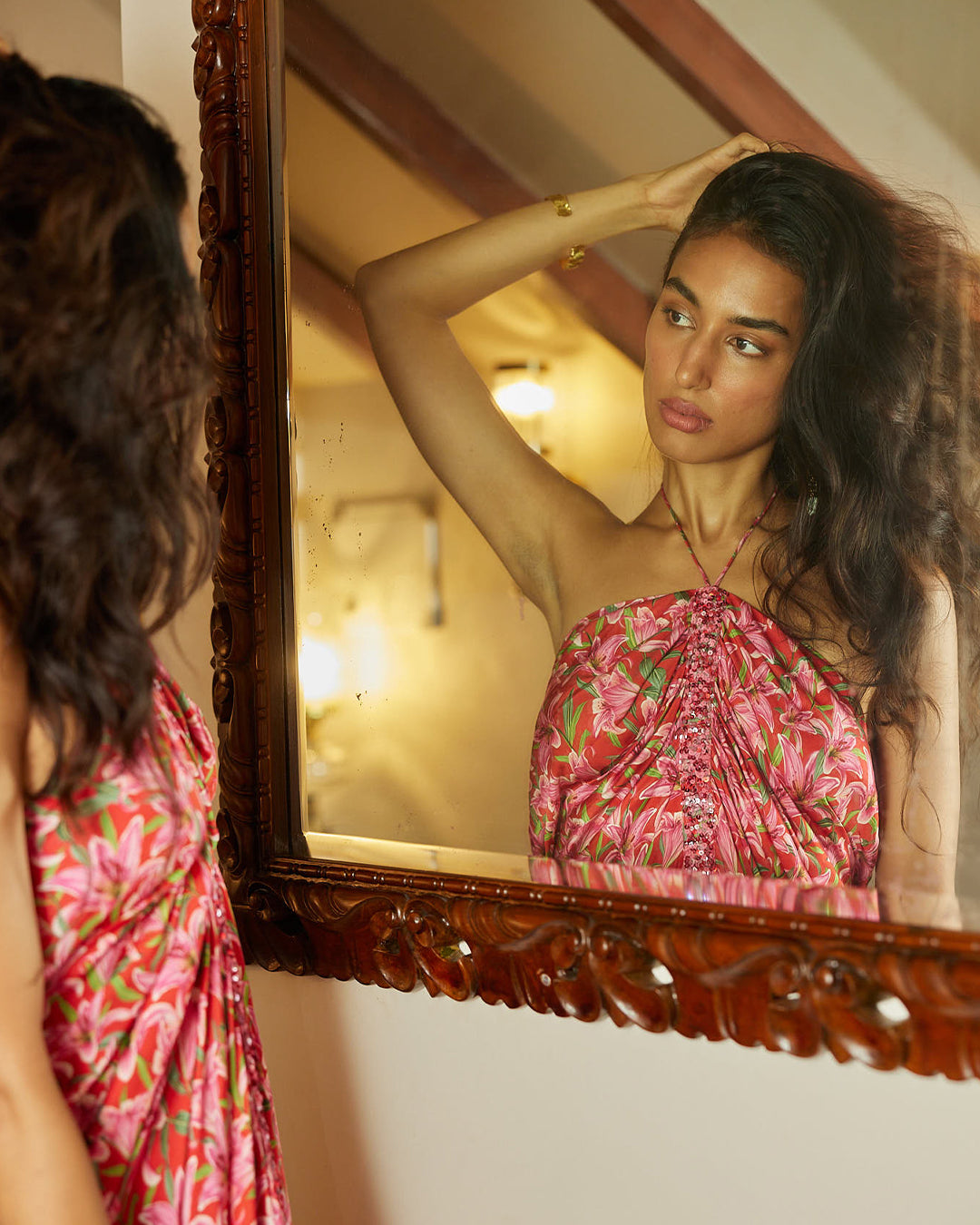 Hand Draped Halter Dress