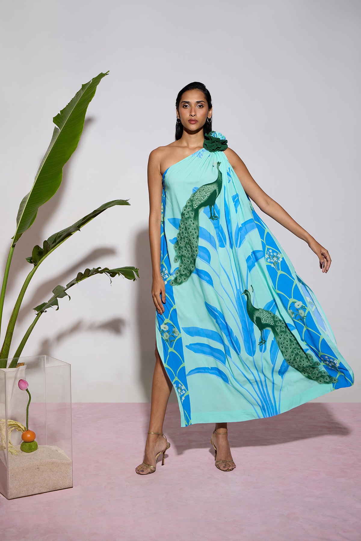 Palm and Peacock Toga Maxi