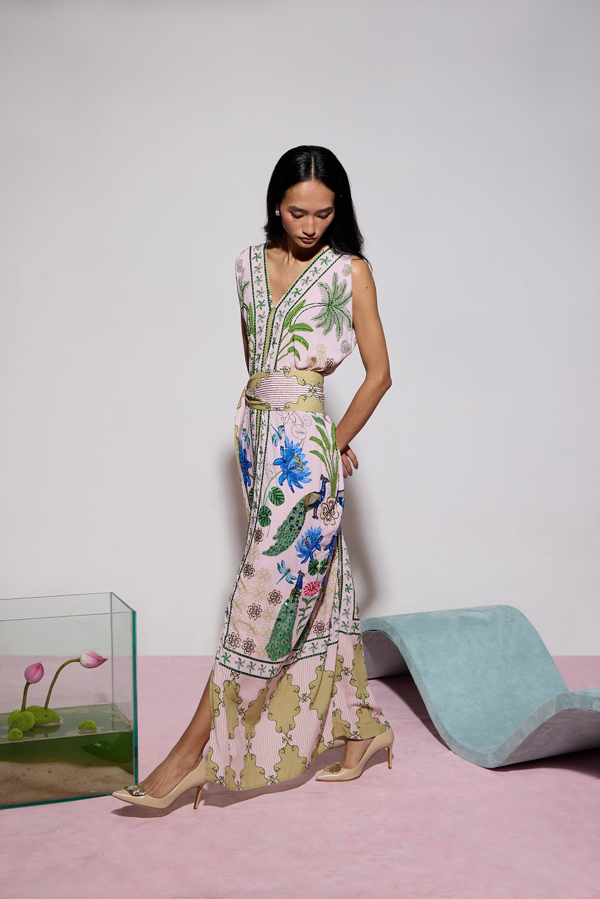 Hand Beaded Ocean Kaftan