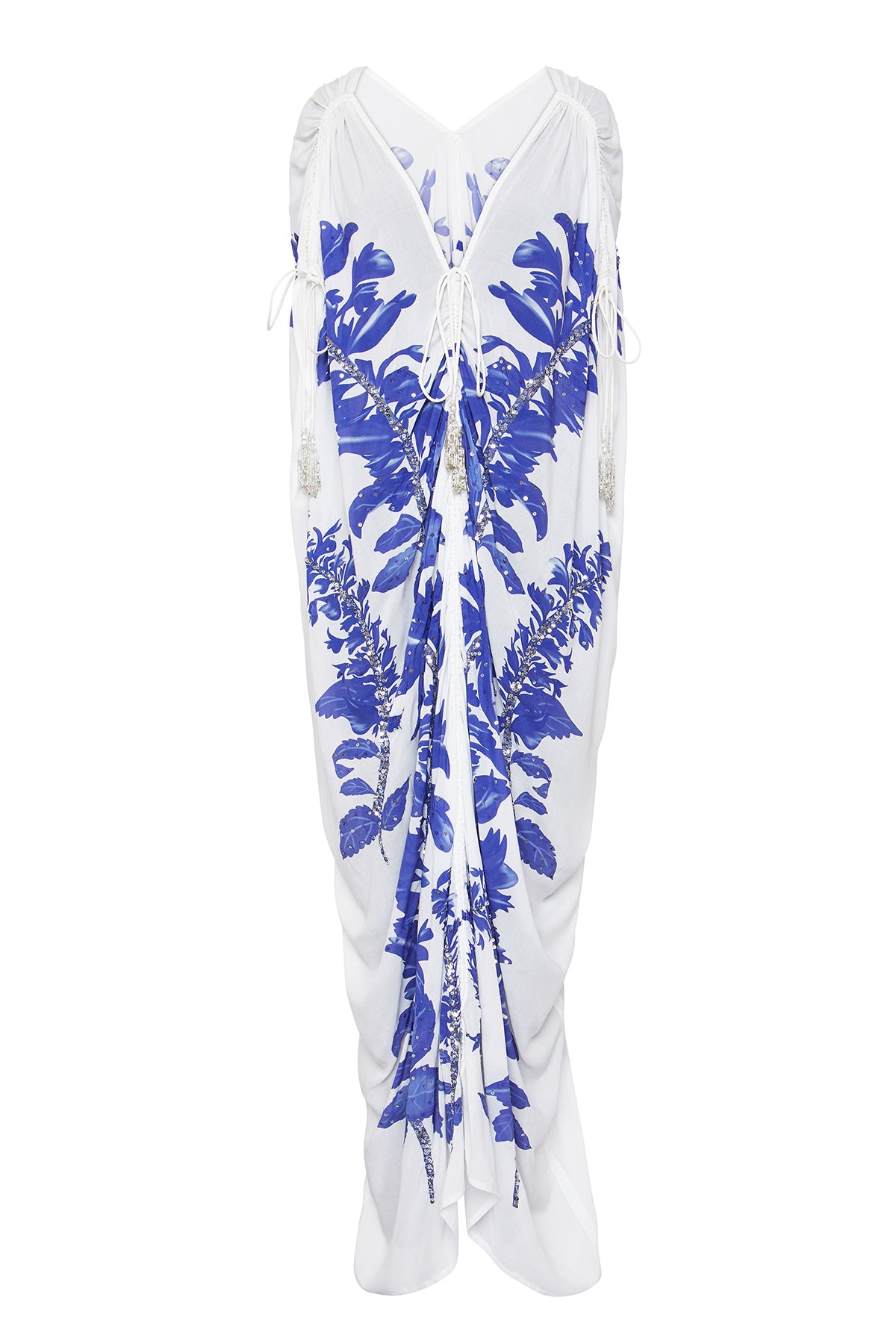 Hand Beaded Draped Kaftan Dress