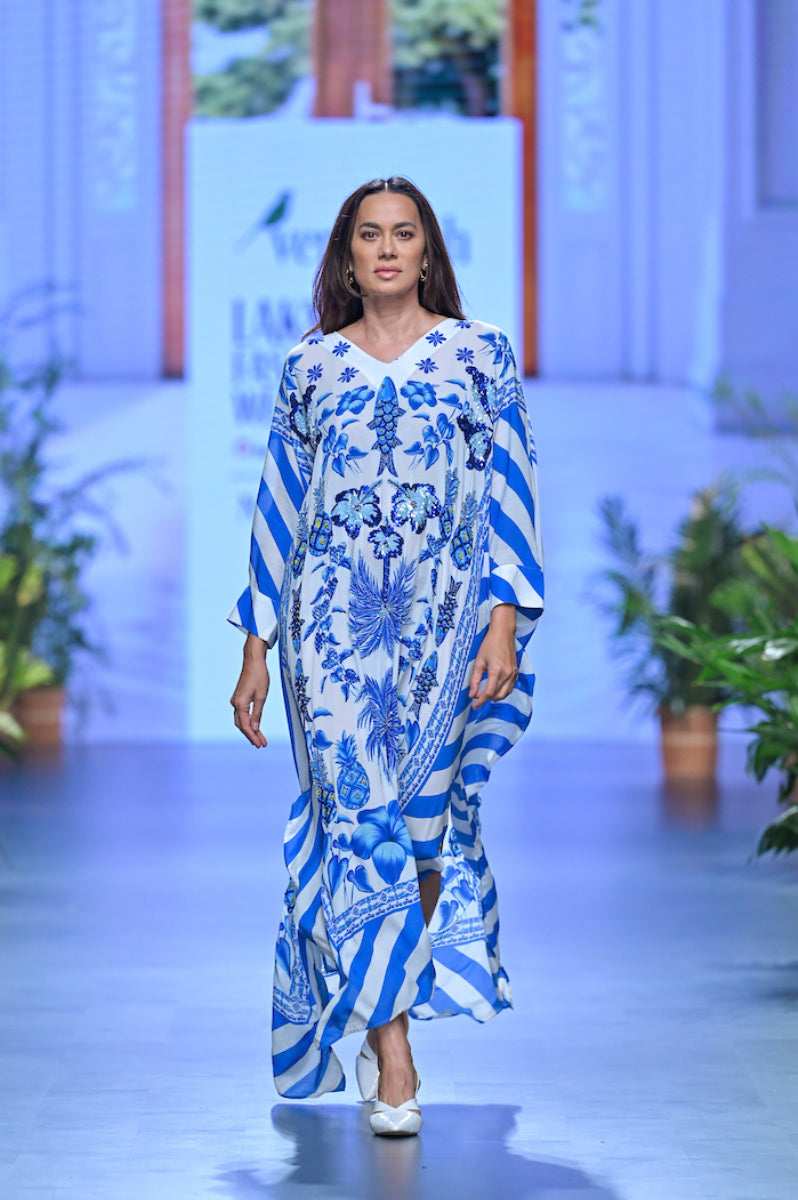 Hand Beaded Azulejos Kaftan