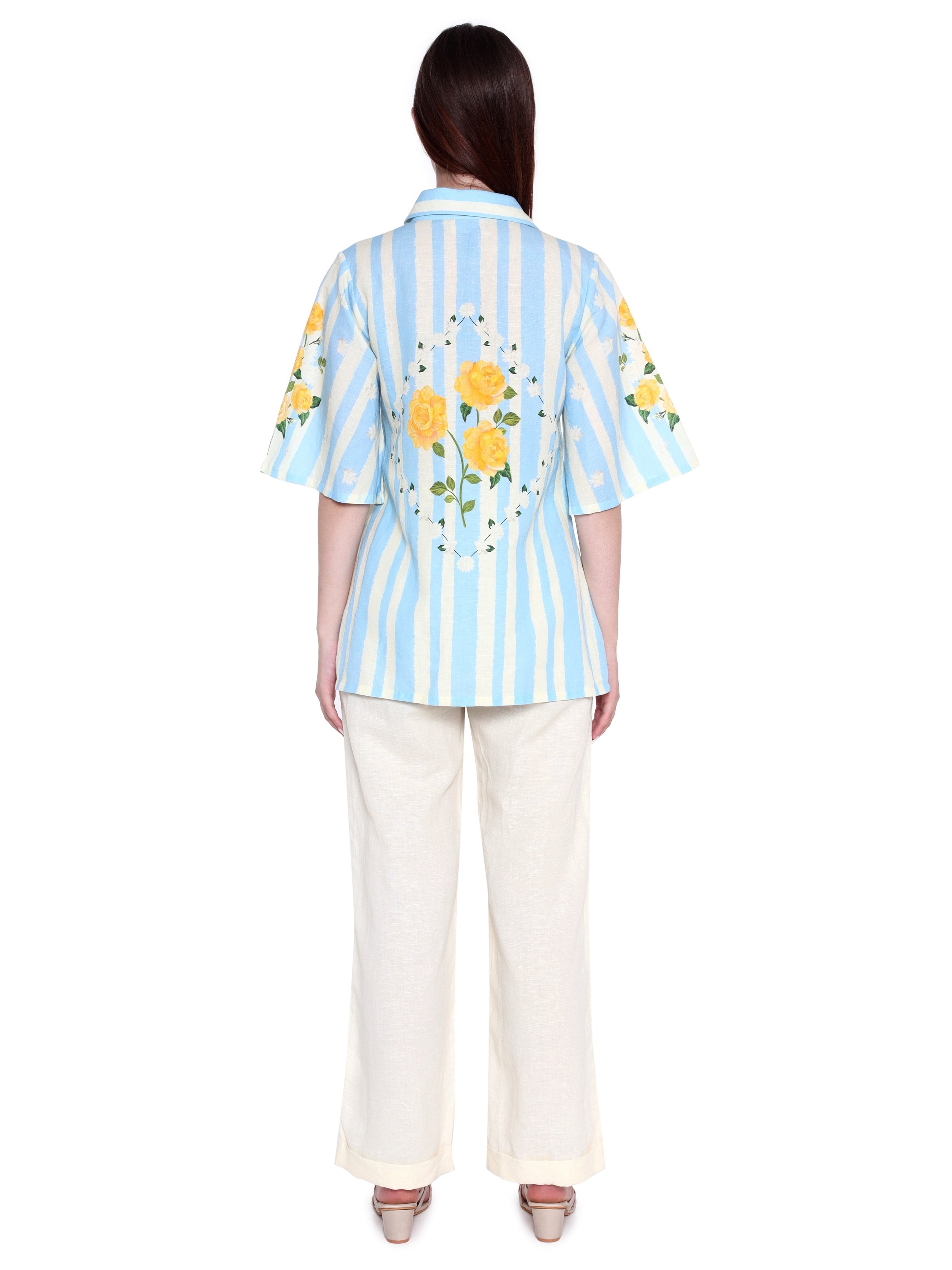 Blooming Roses and Stripes Shirt