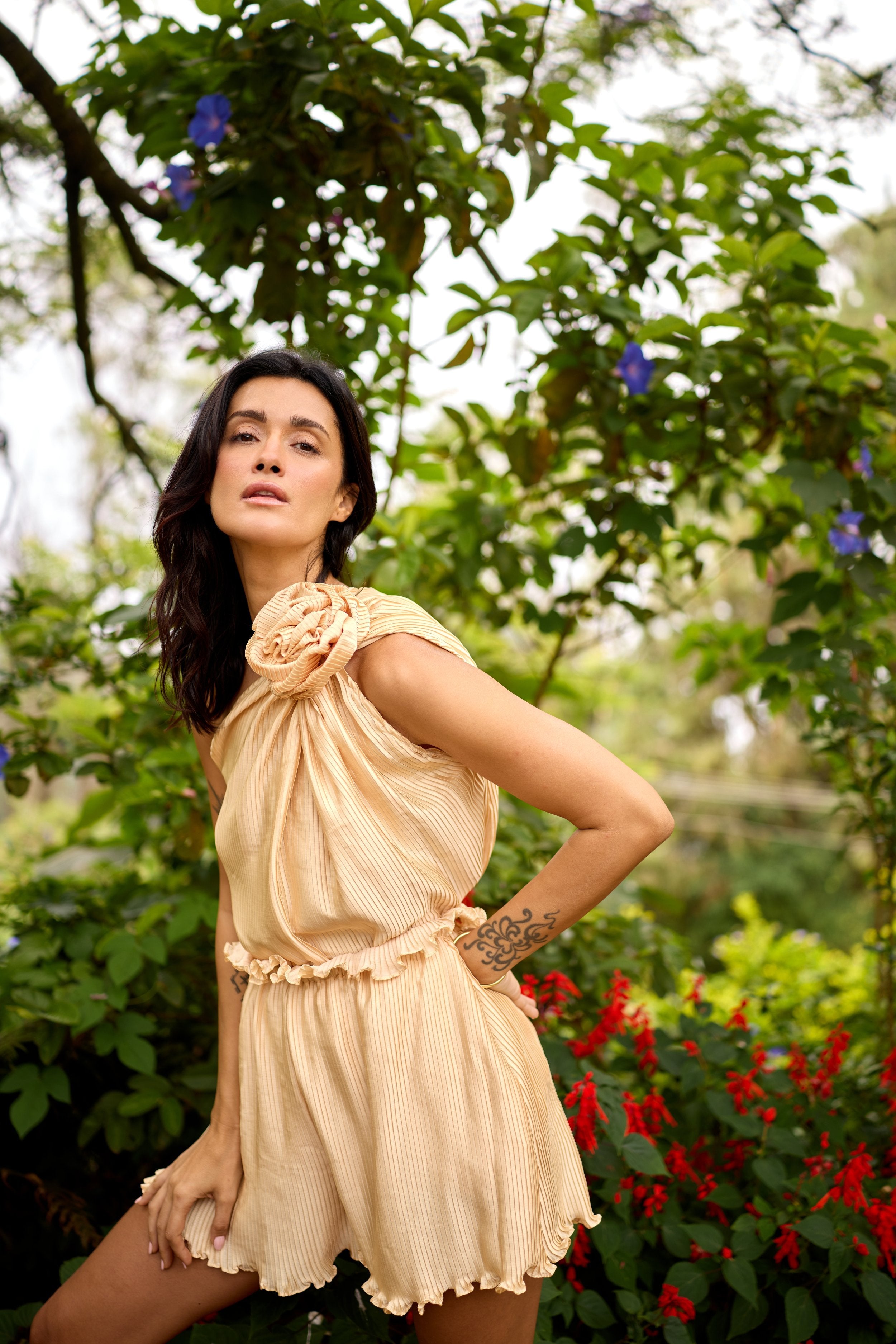 One Shoulder Rosette Blouse