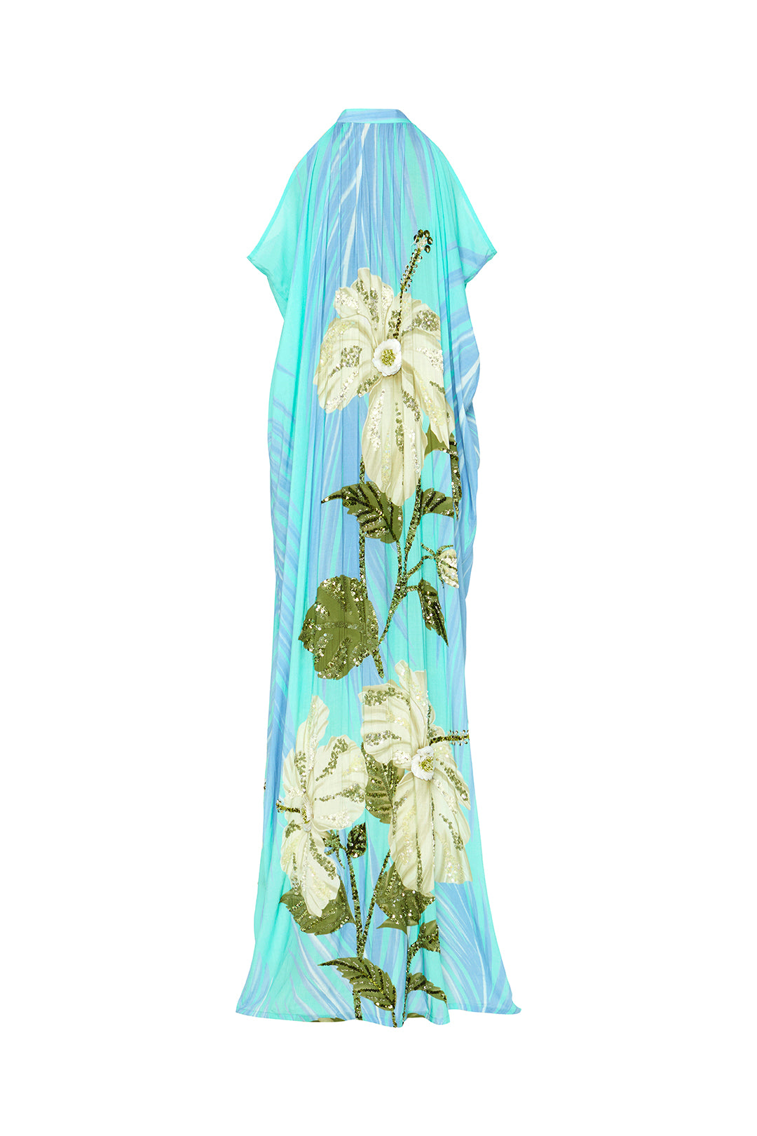 Hand Beaded Hibiscus Sunset Maxi