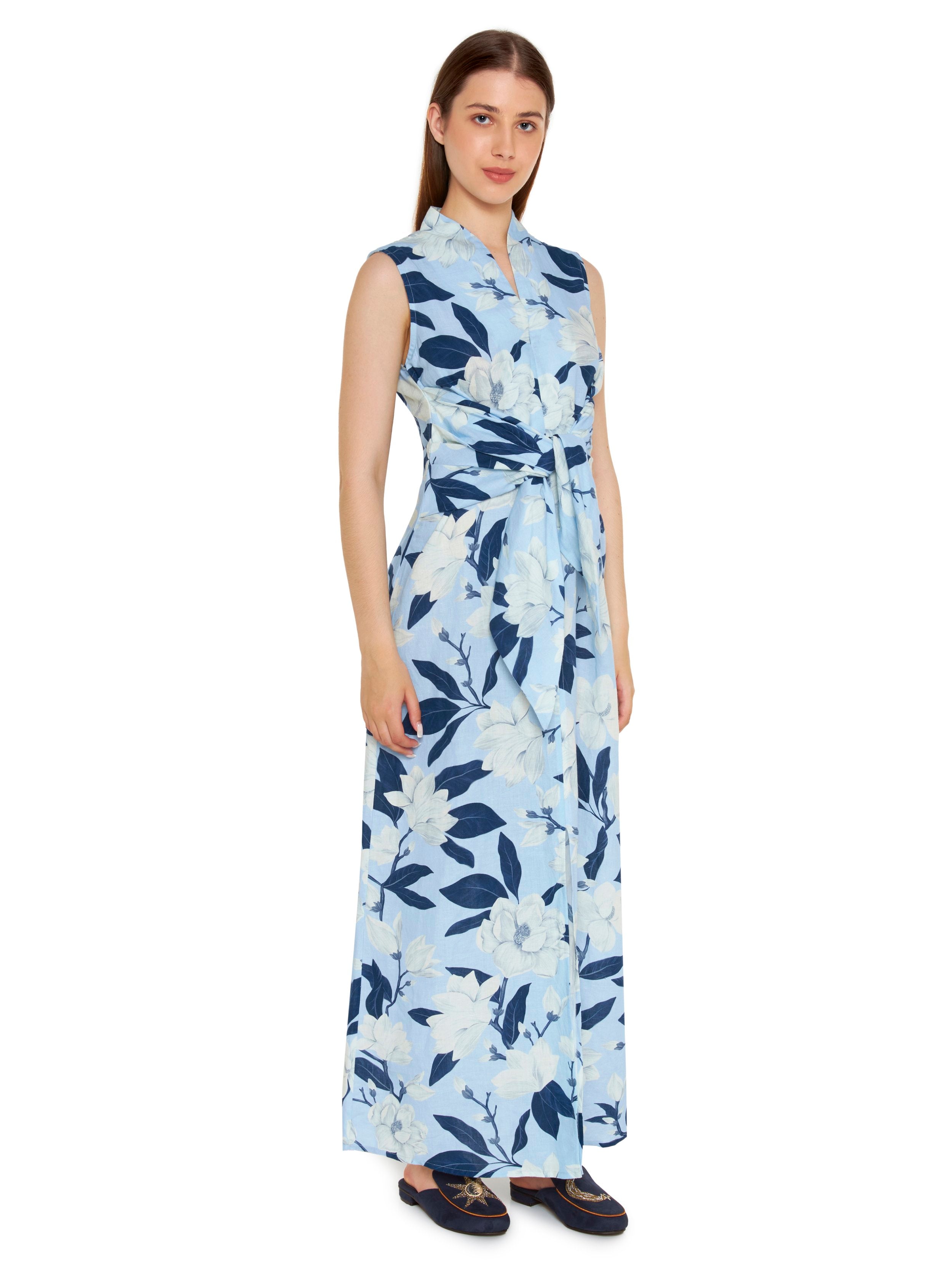 Hand Draped Linen Day Dress