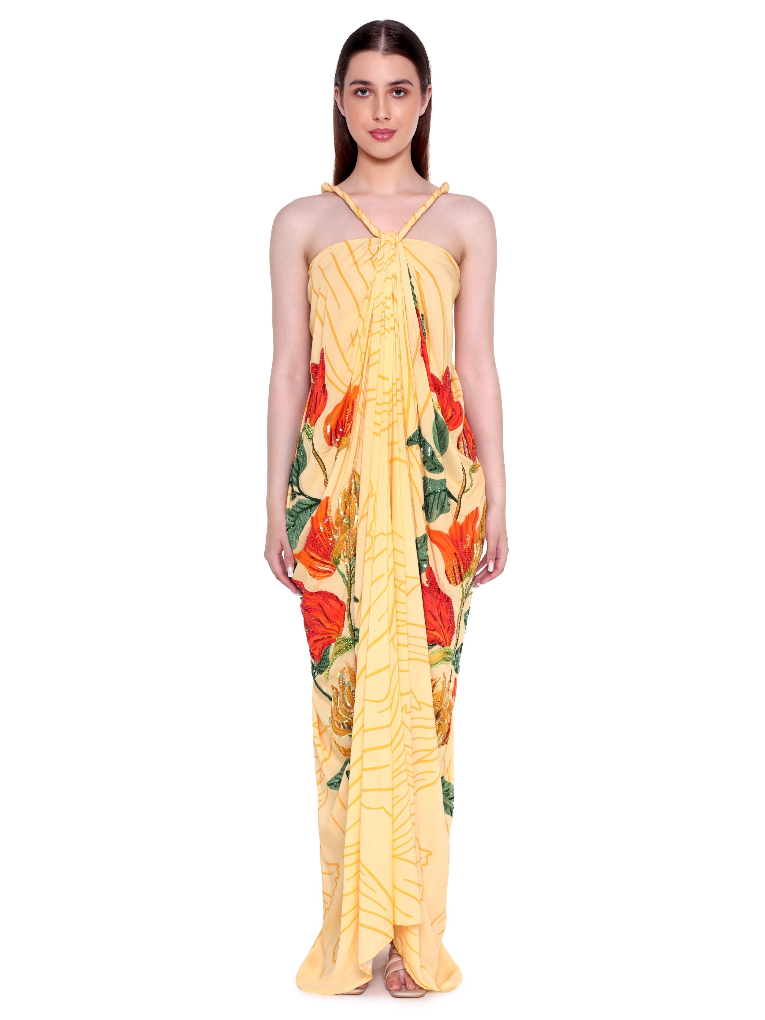 Hand Beaded Tulip Twisted Maxi