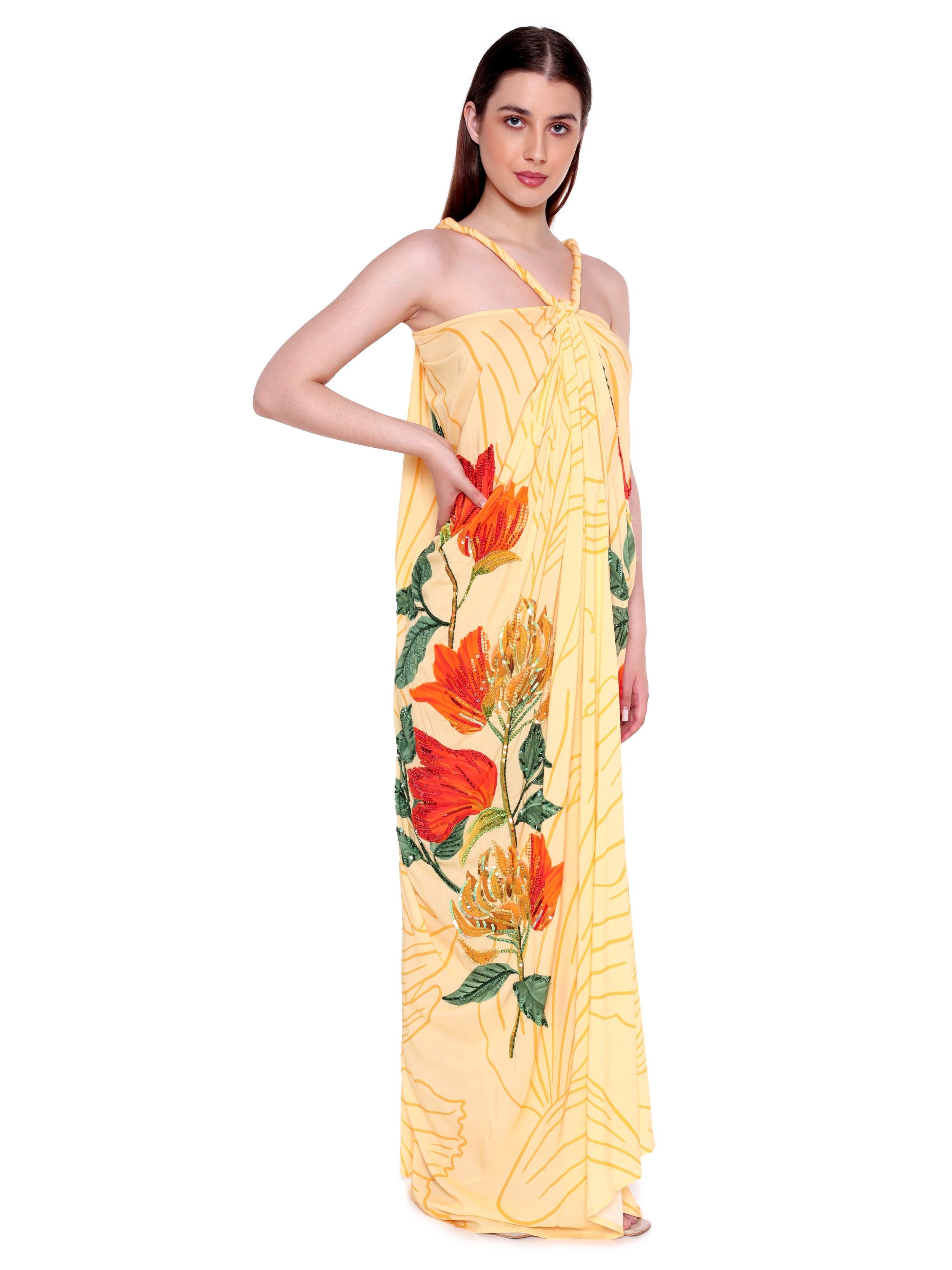 Hand Beaded Tulip Twisted Maxi