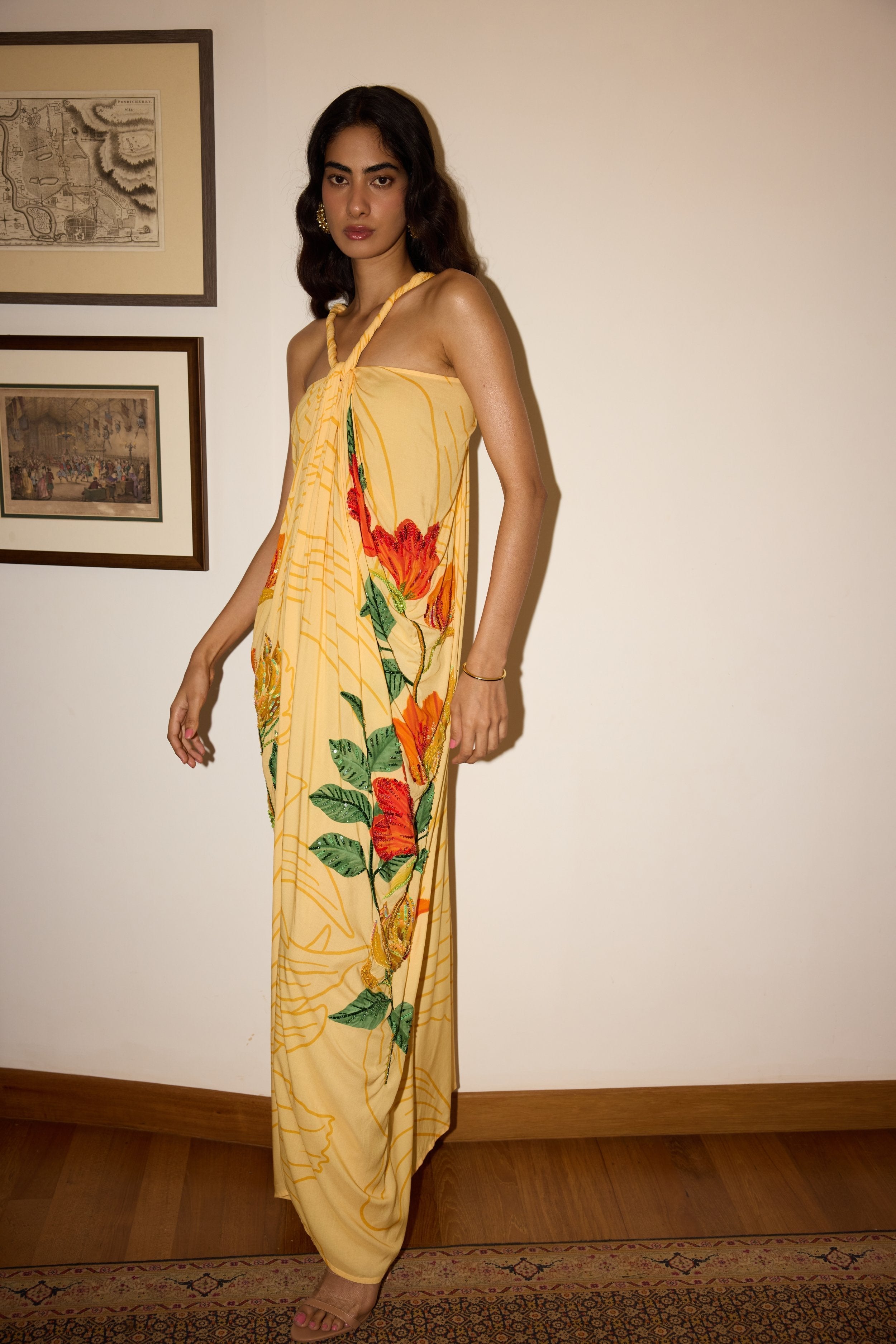 Hand Beaded Tulip Twisted Maxi