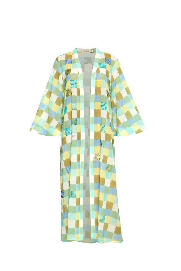 yellow aqua kimono