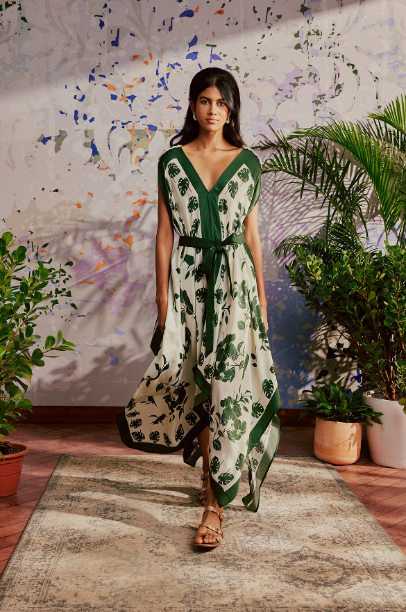 green monstera dress IDA IVY Avec Dress/Green Monstera – Helga May main image 1