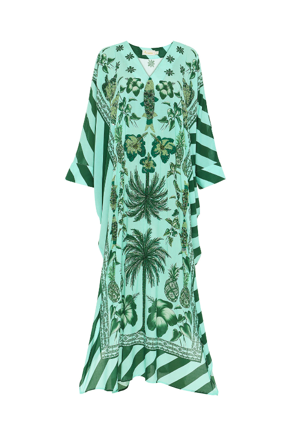 Hand Beaded Azulejos Kaftan
