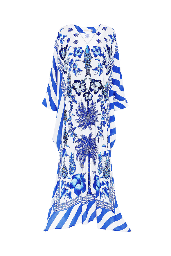 Hand Beaded Azulejos Kaftan