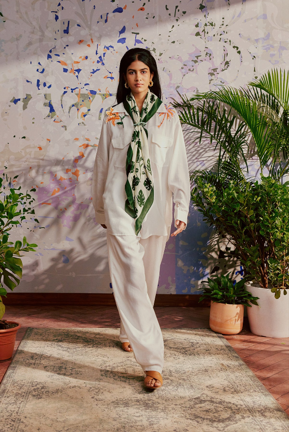 white embroidered shirt