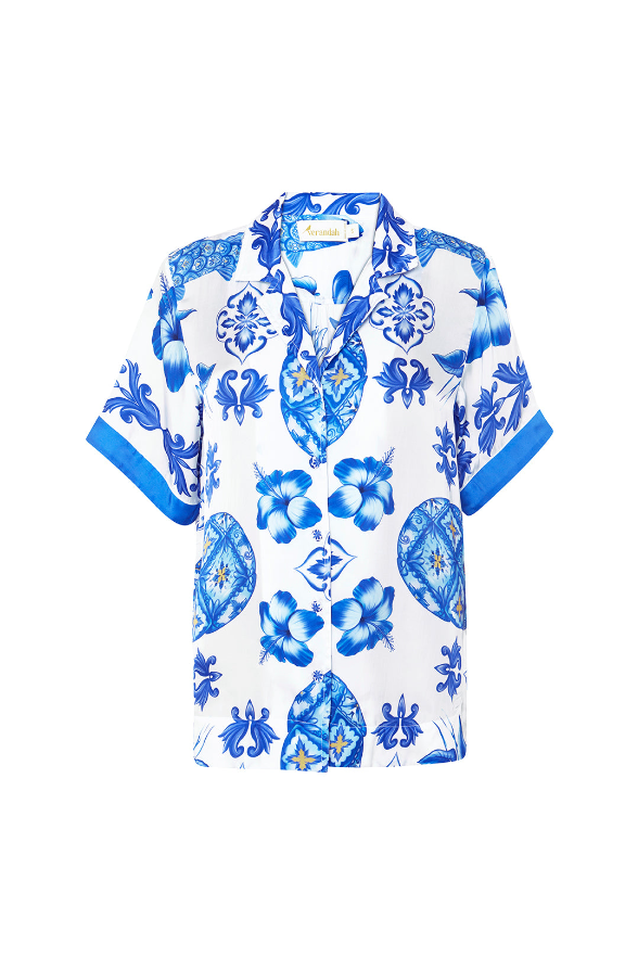 Blue Azulejos Scarf Shirt
