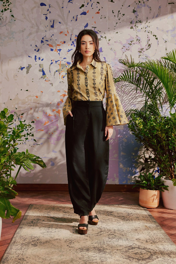 High Waisted Linen Pleated Pants