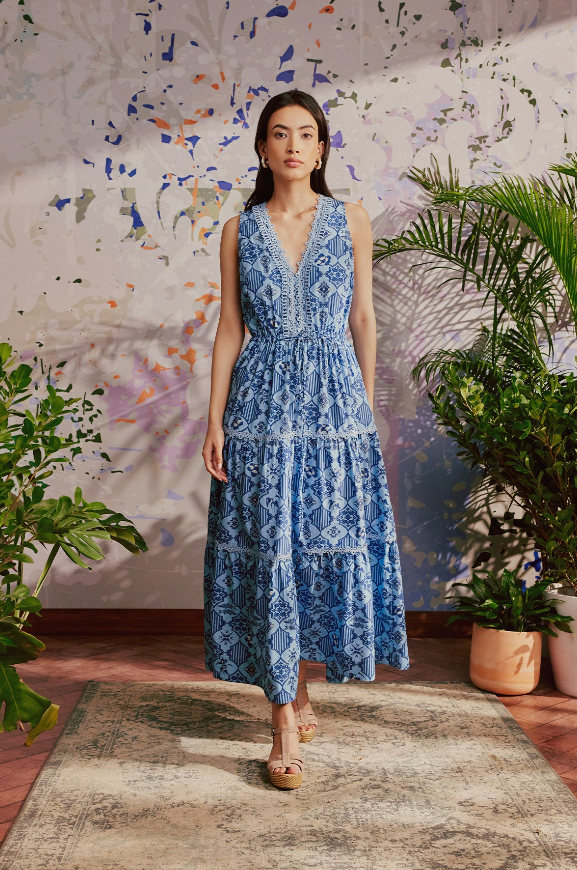 blue ornate dress