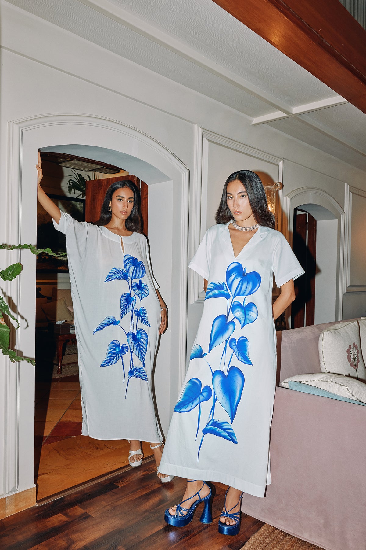 Hand Beaded Peace Lily Kaftan