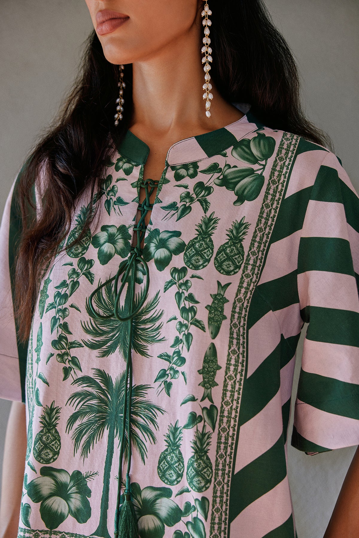 Pink Azulejos Midi Kaftan Dress