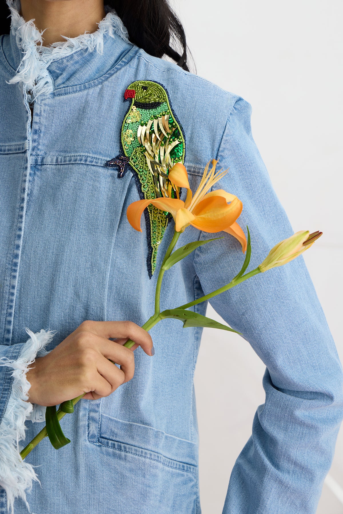 Frayed Parrot Denim Jacket