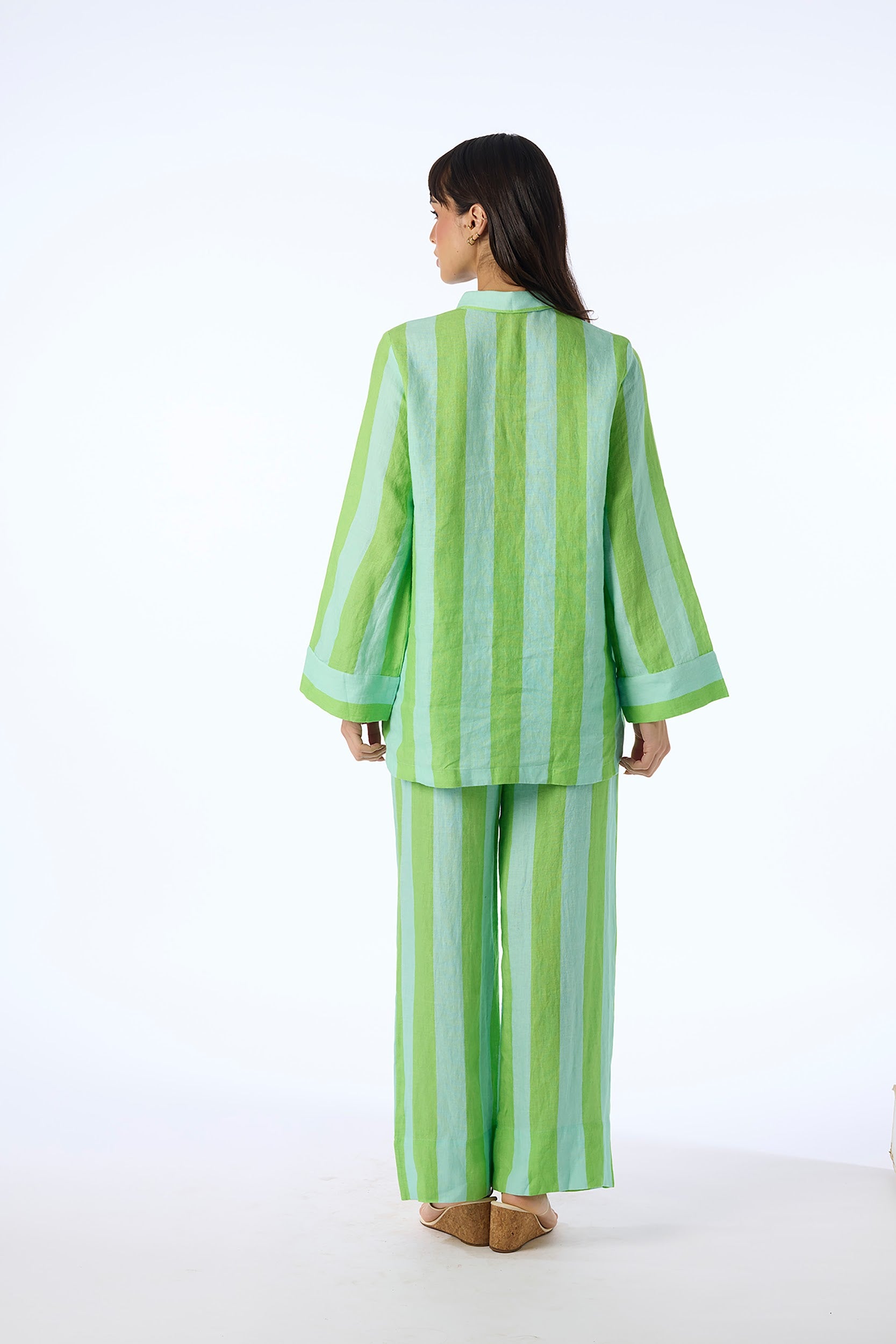 Linen Stripe Tunic Blouse