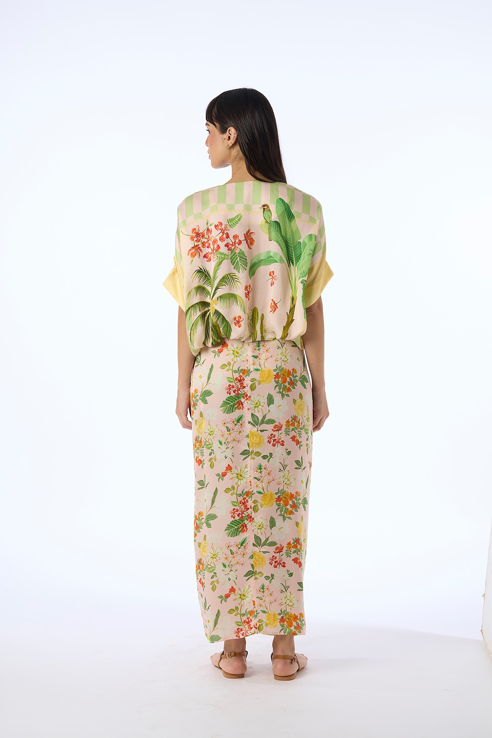 Hand Draped Floral Skirt
