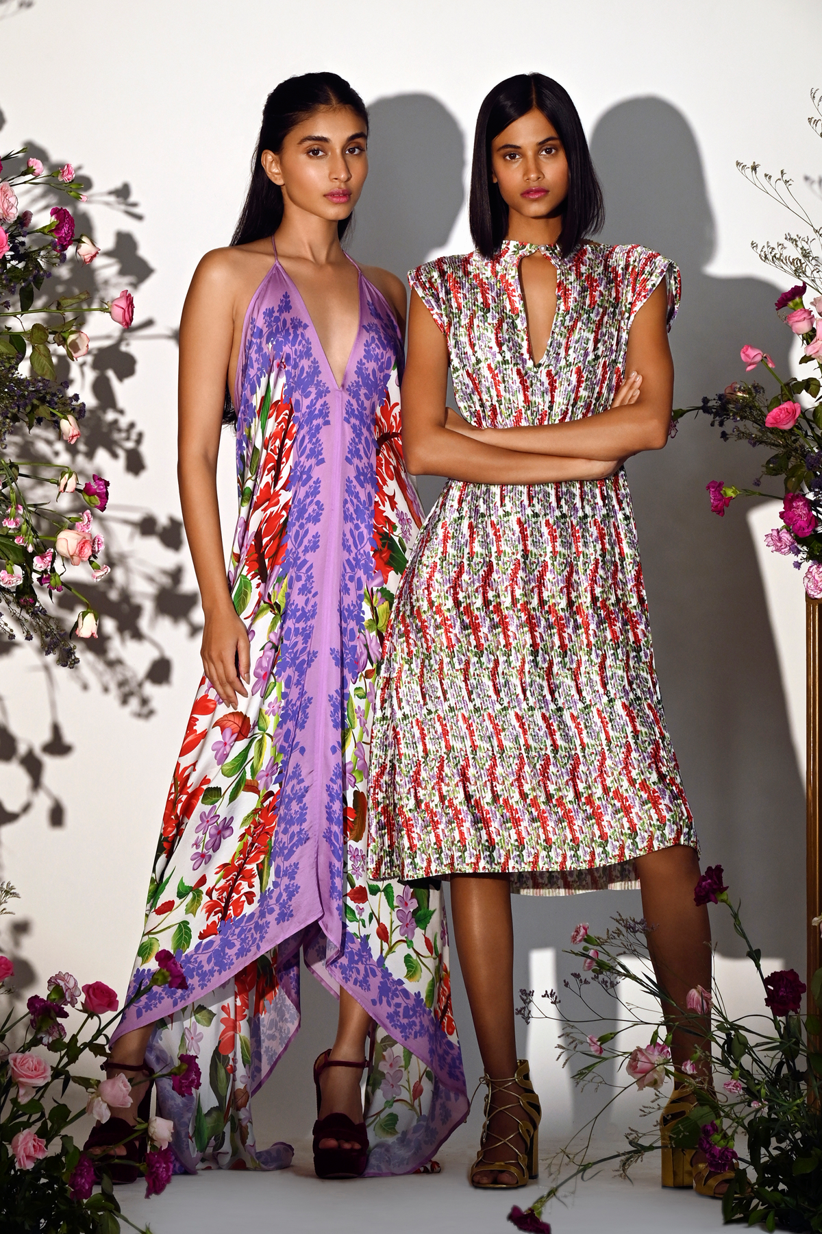 halter lilac floral dress