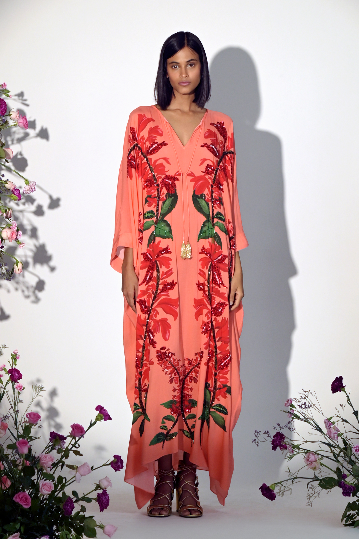 Red Floral Kaftan