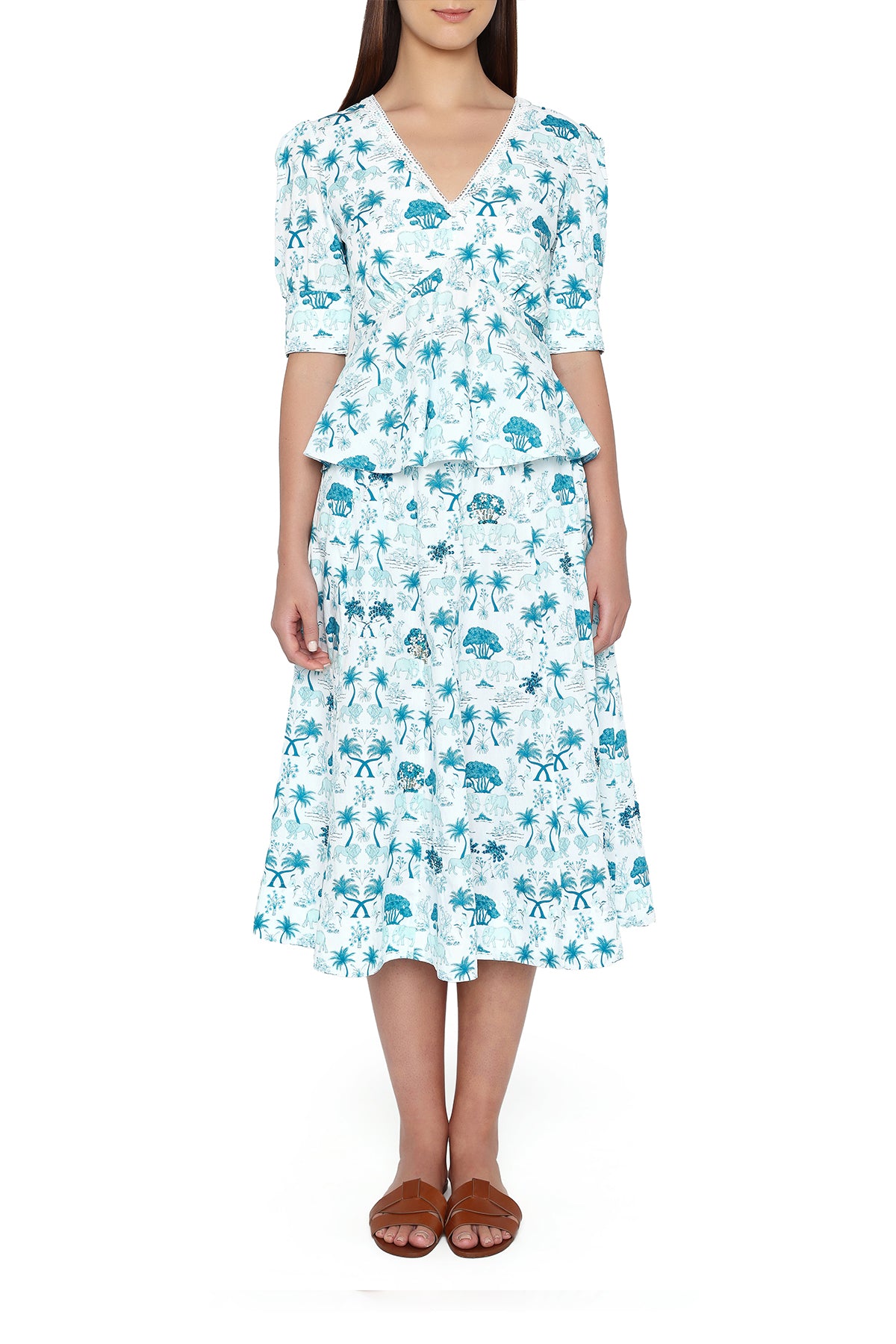 Hand Beaded Paneled Midi Skirt