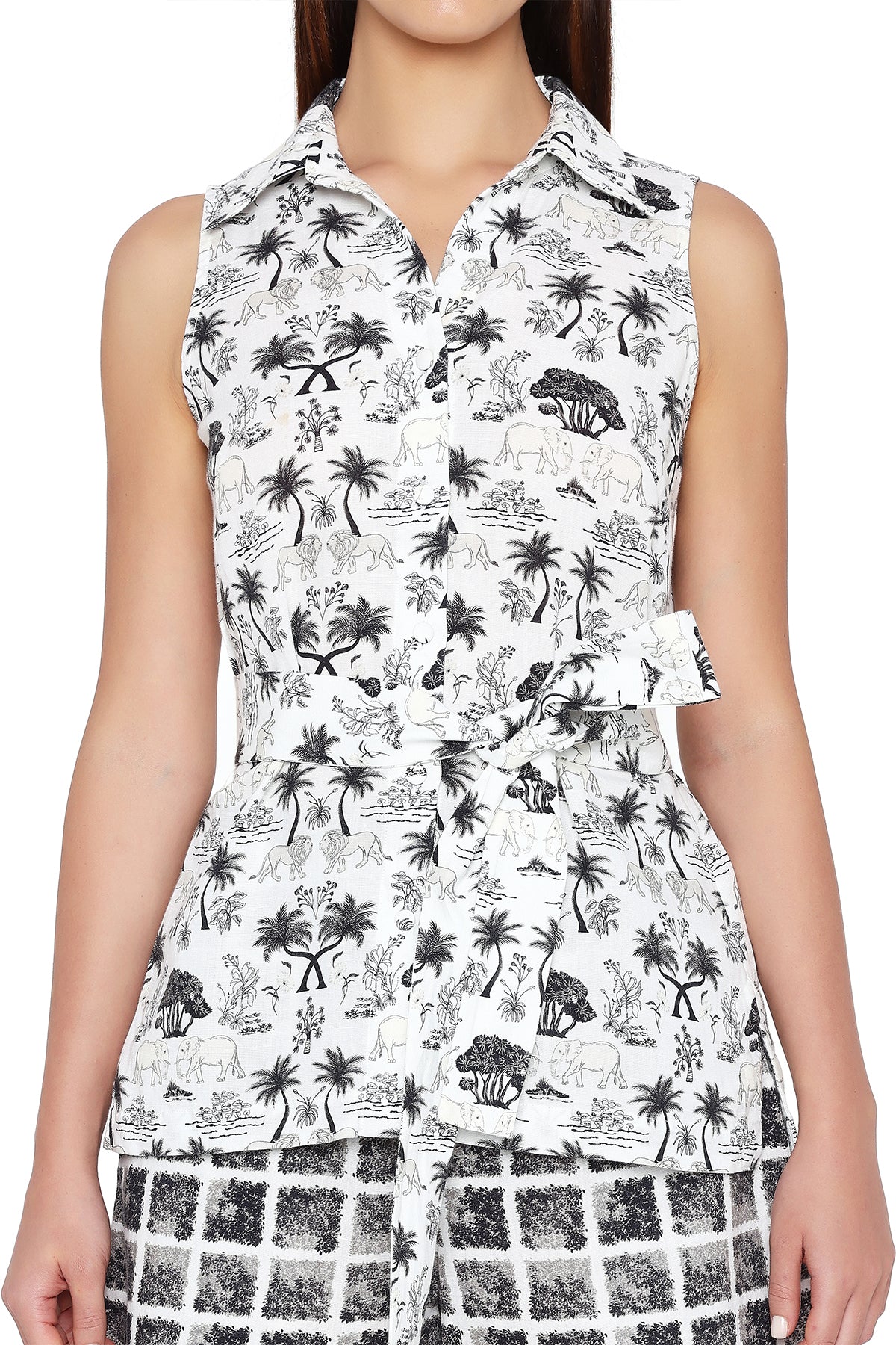 black and white printed shirt