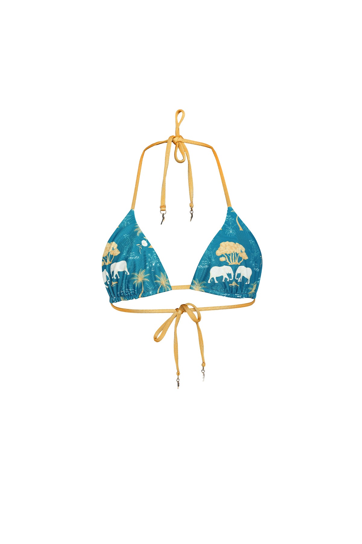 teal printed bikini top