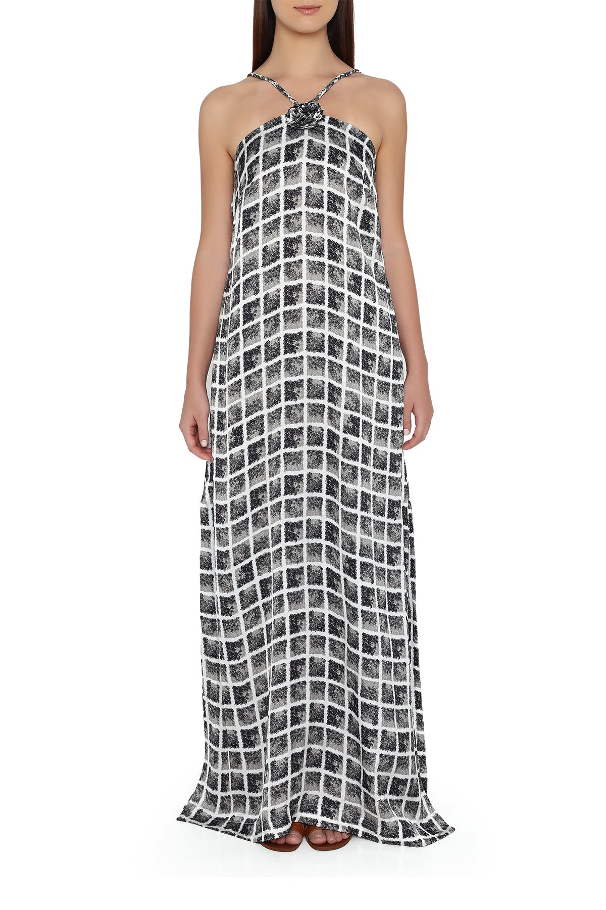 black and white checks dress