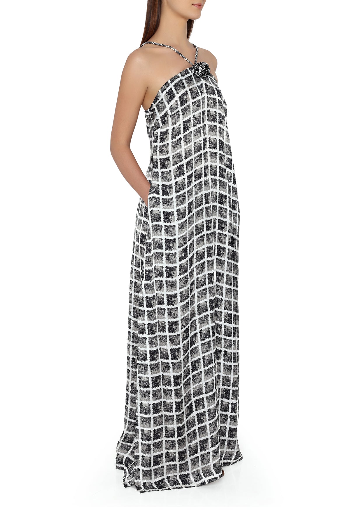 black and white checks dress