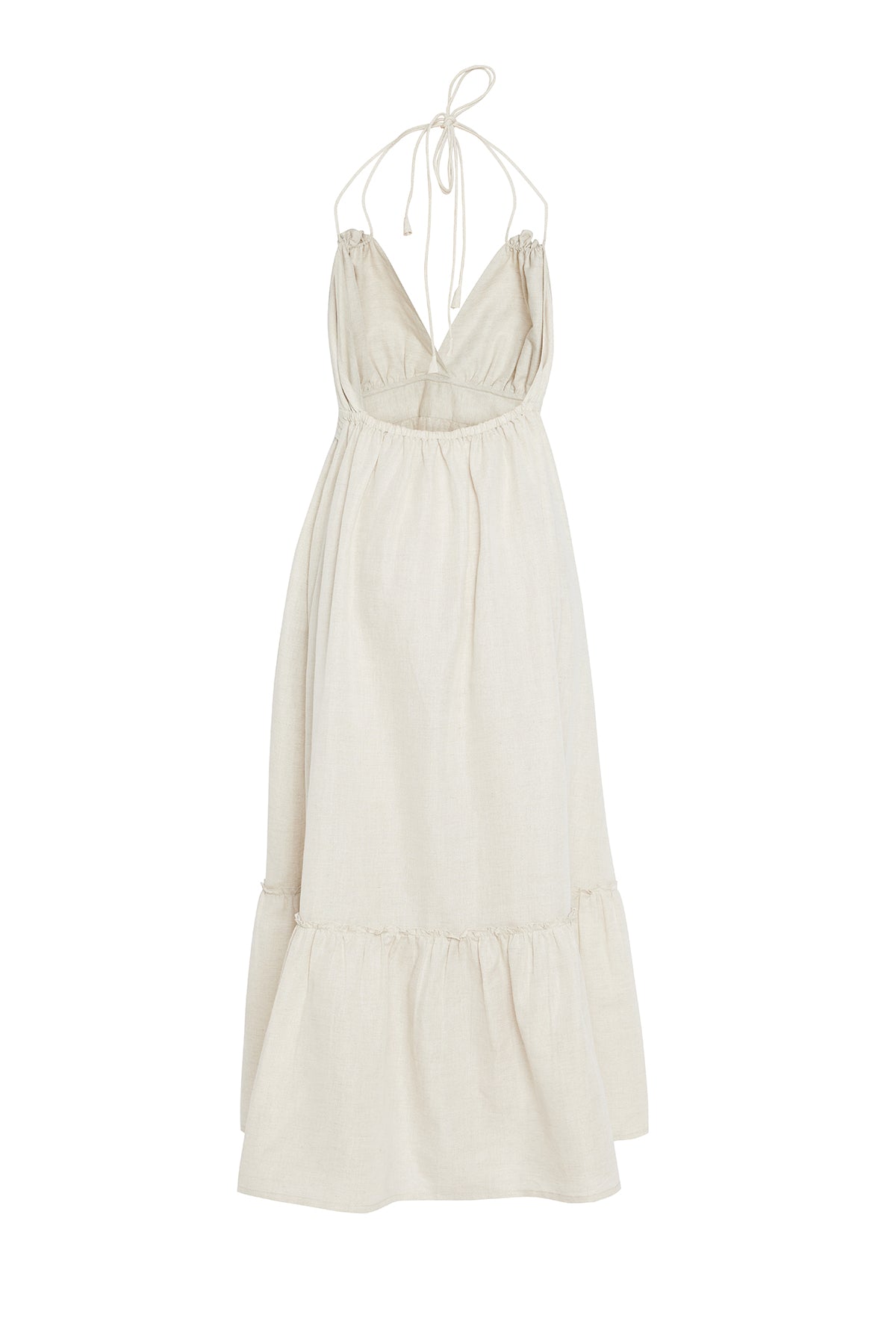 Hand Embroidered Plunge Neck Palm Summer Maxi
