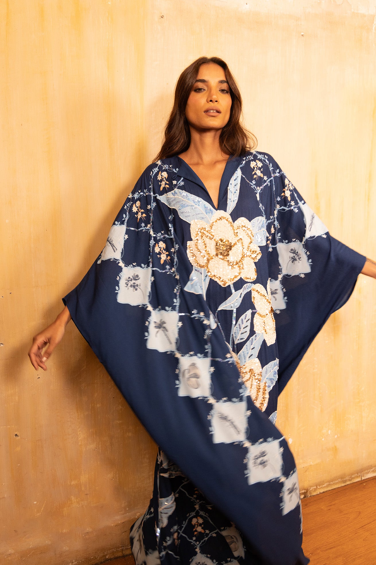 Hand Beaded Susheela Kaftan Dress