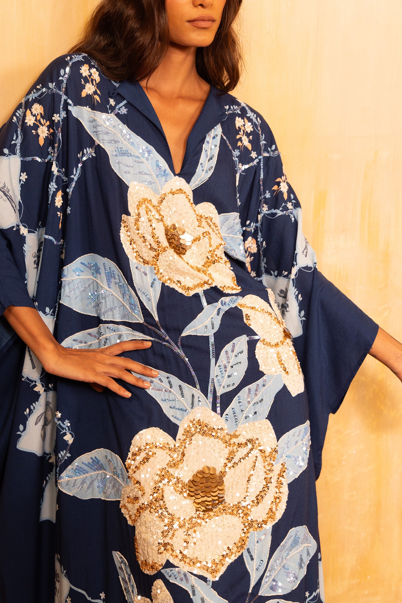 Hand Beaded Susheela Kaftan Dress